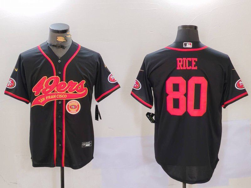 Men San Francisco 49ers #80 Rice Black gold Joint Name 2024 Nike Limited NFL Jersey style 3
